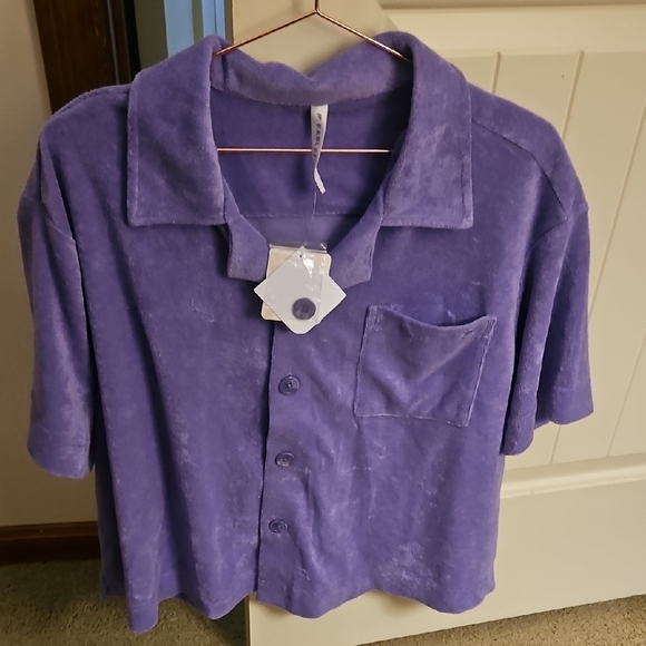 Fabletics Terrycloth Button Up Top - Picture 1 of 3